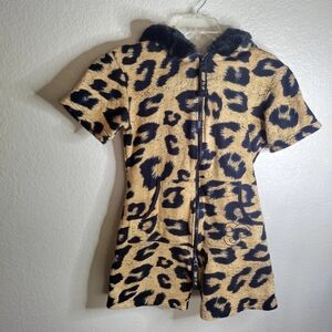 zoop it up Leopard Print Hooded romper Sz M